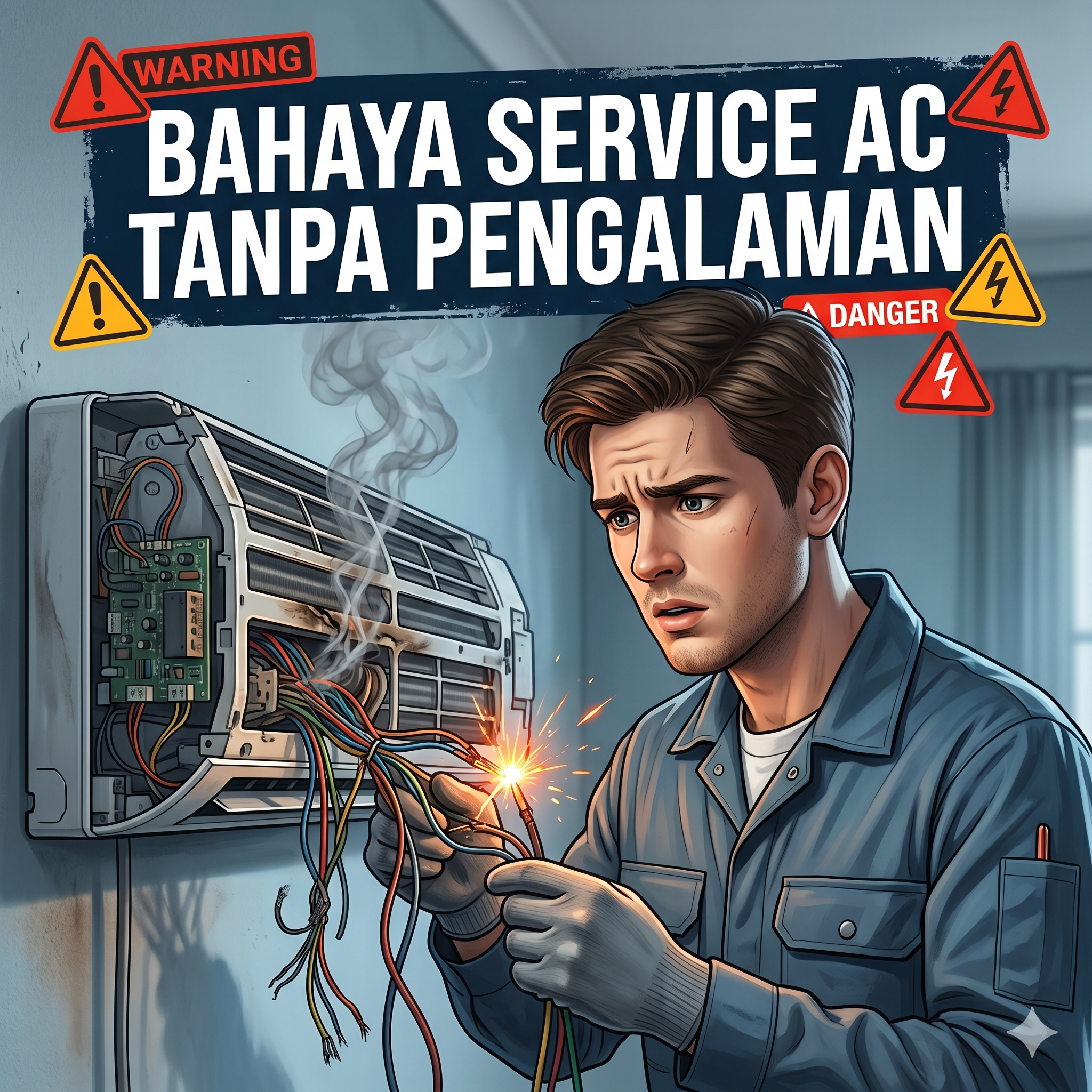 Ilustrasi Bahaya Service AC Tanpa Pengalaman
