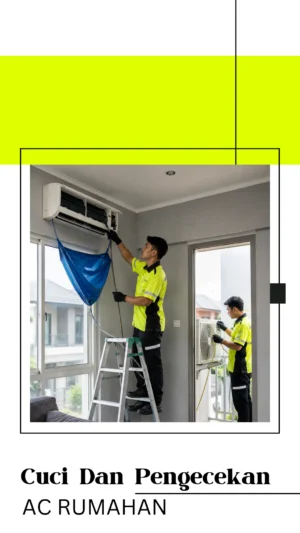 Dua Teknisi Sedang Servis AC di Jakarta Barat