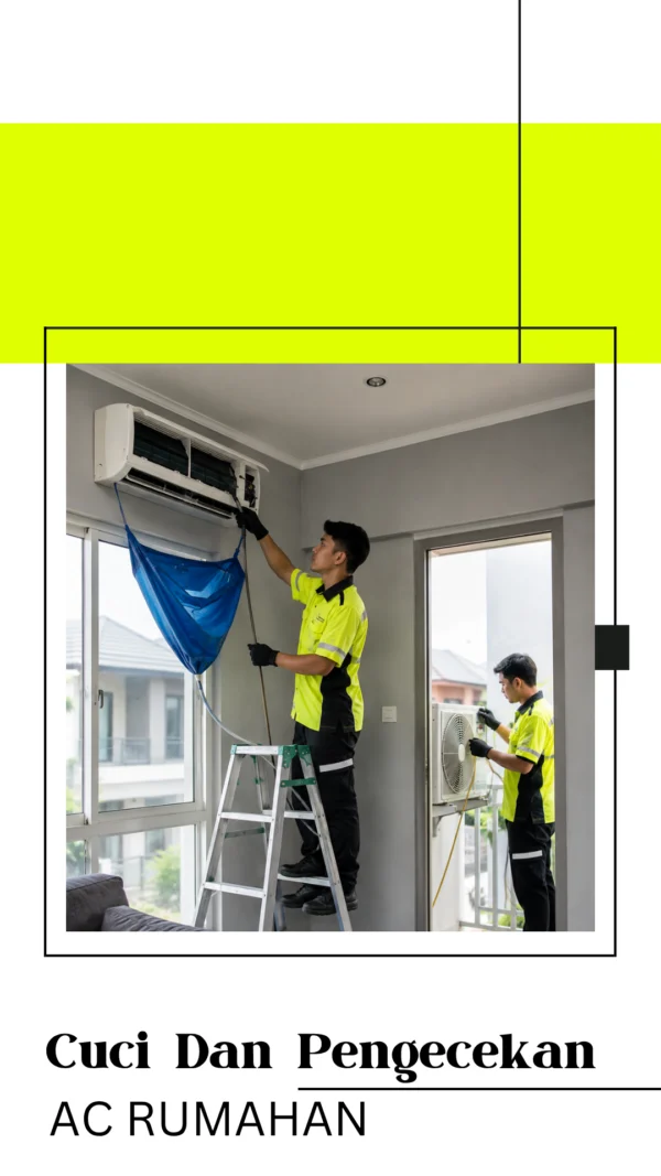 Dua Teknisi Sedang Servis AC di Jakarta Barat