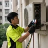 Teknisi Perawatan AC Sedang Bekerja di bekasi Teknisi Perawatan AC Sedang Bekerja di bekasi
