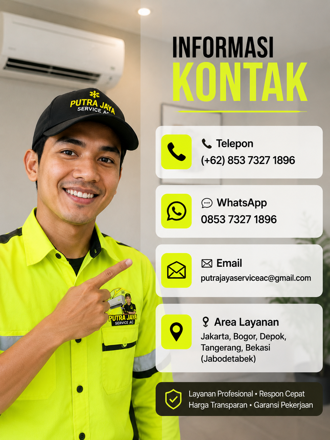 Informasi kontak Putra Jaya Service AC