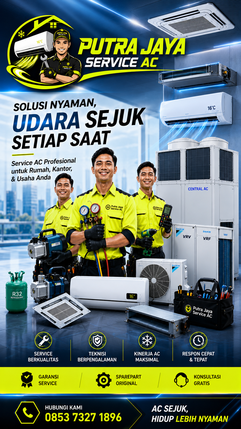 Poster Jasa Service AC dari Putra Jaya Service AC